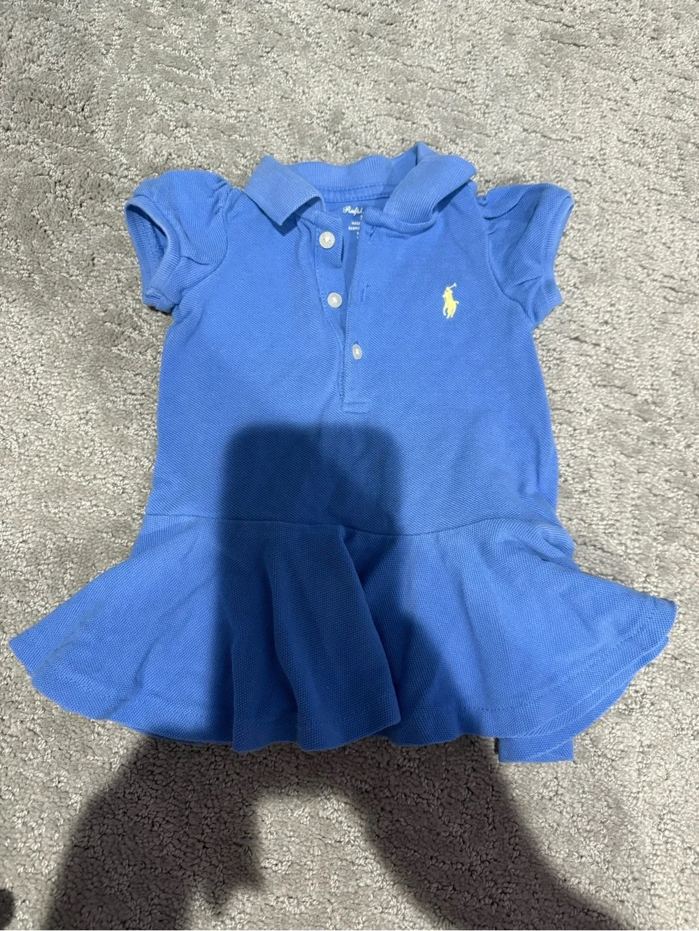 Ralph Lauren Girls' Royal Blue Polo Dress with Yellow Logo
